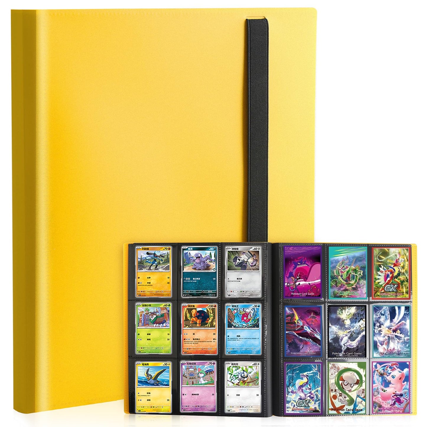 Card Binder  9 Pocket Trading Card Album Folder 20 Pages  360 Card Capacity Sports Card Binder  enhanced Card Binders Compatible with MTG  TCG  Baseball Cards (Yellow)