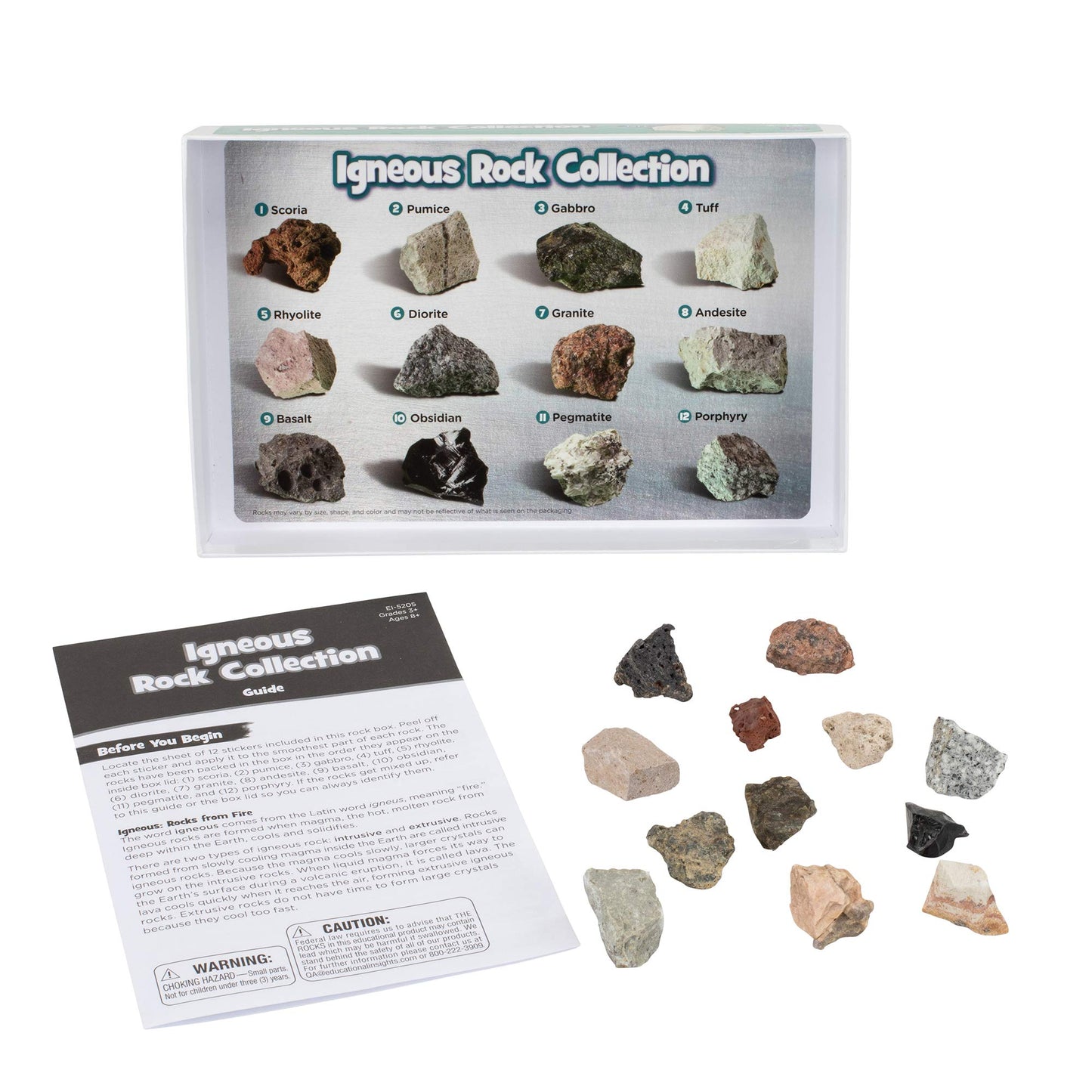 Educational Insights Complete Rock, Mineral, and Fossil Collection - 57 Pieces, Large, Multi, Model 5210, Ages 8+