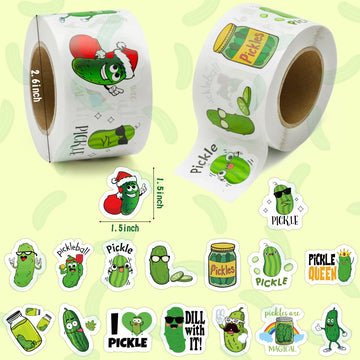 Beyumi 1000Pcs Christmas Pickle Cartoon Stickers For Kids In 2 Rolls Funny Graphic Aesthetics Cucumber Stickers Waterproof Vinyl Decal For Laptop Bottle Phone Skateboard Luggage Party Decor Gift Teens