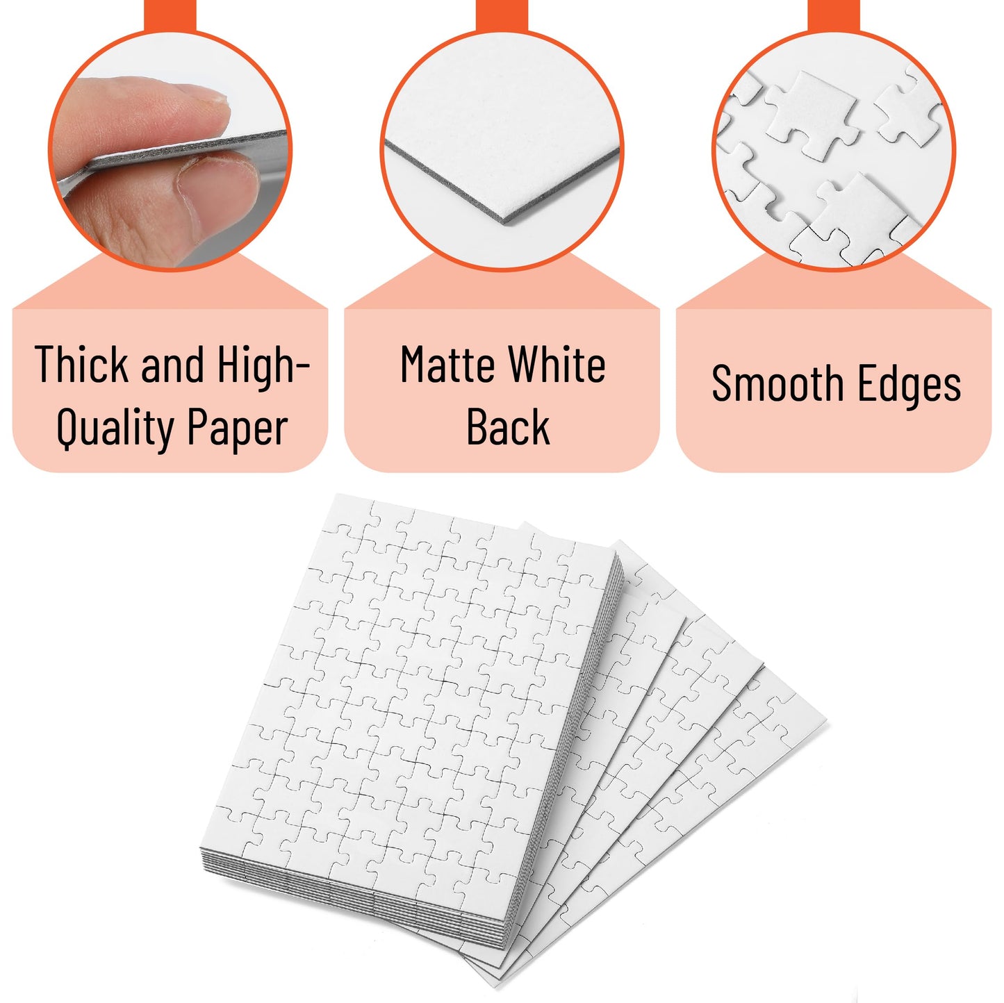 Mr. Pen- Blank Puzzle, 10 Pack, 63 Pieces/Pack, 8.2' X 5.6', White Puzzle, Blank Puzzles To Draw On, All White Puzzle, Blank Puzzle Pieces To Write On, Blank Jigsaw Puzzle Pieces