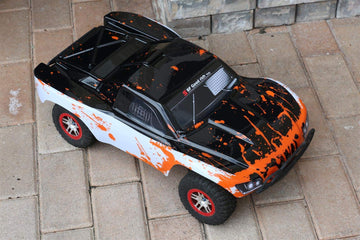 SummitLink Compatible Custom Body Muddy Orange Over White/Black Replacement for 1/10 Scale RC Car or Truck (Truck not included)