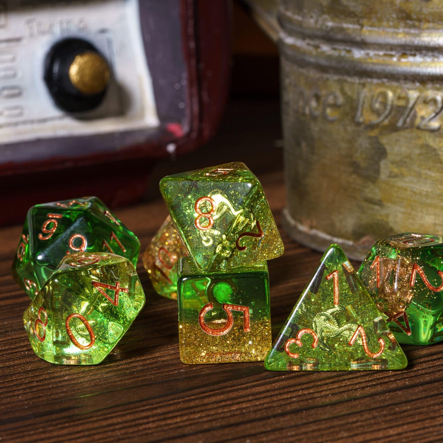 UDIXI 7 Die Polyhedral Dice Set D&D with Anchor Inclusion, Sequins DND Dice for Dungeons and Dragons RPG MTG and Other Tabletop