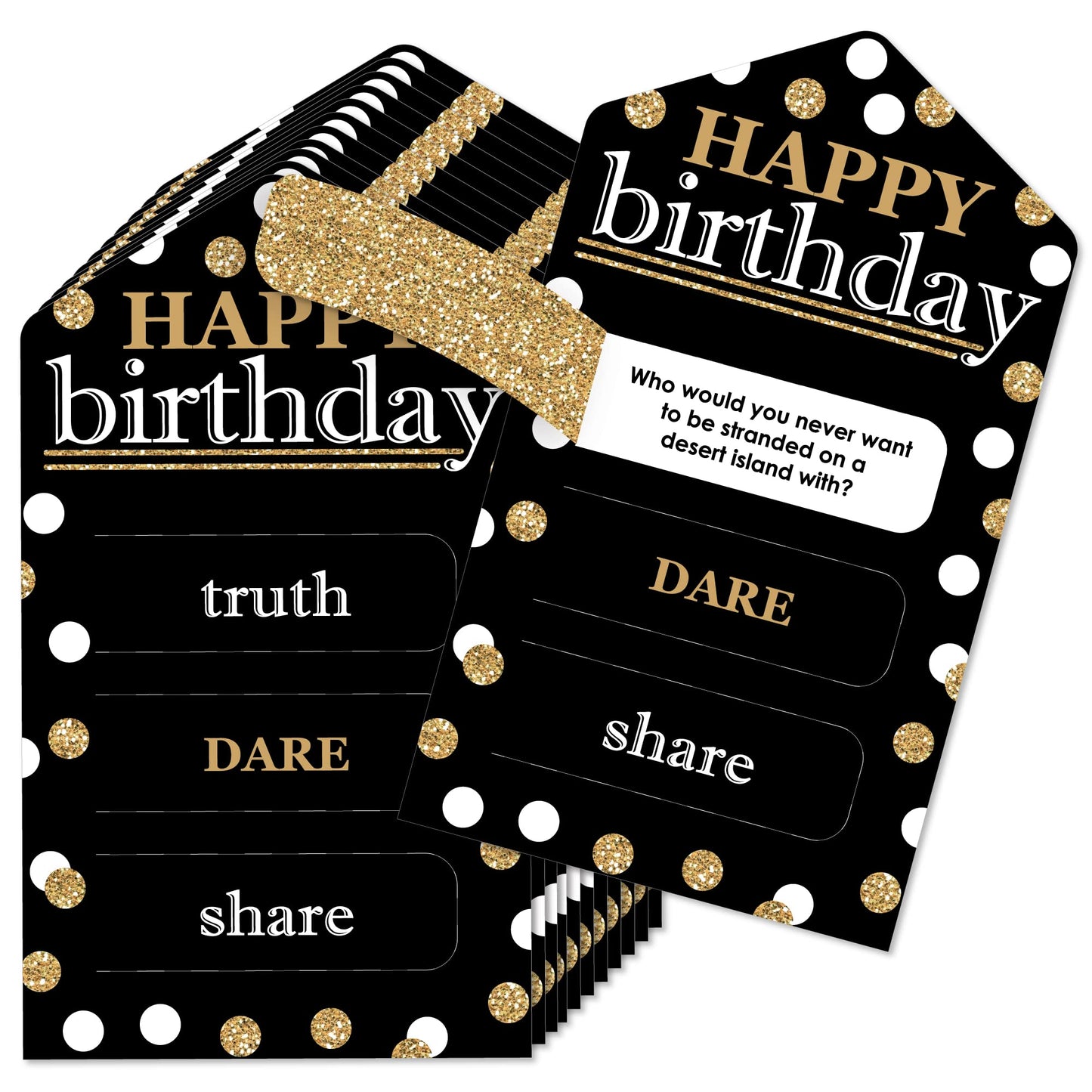 Big Dot of Happiness mature-themed Happy Birthday - Gold - Birthday Party Game Pickle Cards - Truth  Dare  Share Pull Tabs - Set of 12