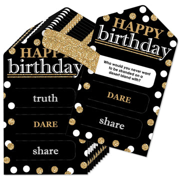 Big Dot of Happiness mature-themed Happy Birthday - Gold - Birthday Party Game Pickle Cards - Truth  Dare  Share Pull Tabs - Set of 12