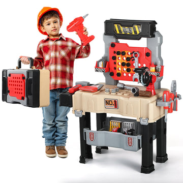 Kids Tool Bench - Power Tools Workshop-Kids Workbench, 65 Pcs Realistic Toy Tools with Electronic Toy Drill, Gift for Boys & Gir