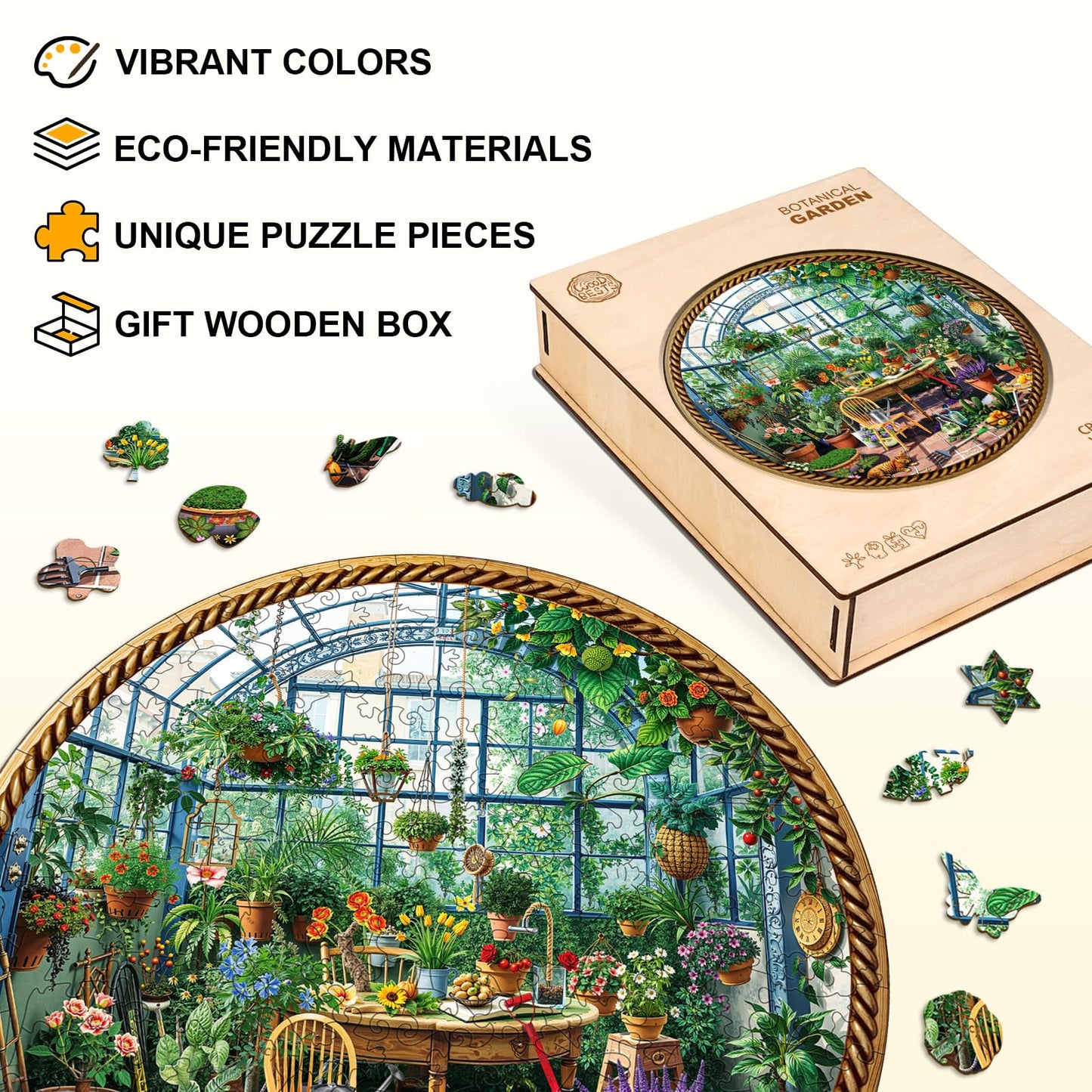 Jigfoxy Wooden Puzzles for mature-themeds  Botanical Garden Wood Puzzles mature-themed  Unique Animal Shape Wooden Jigsaw Puzzles for mature-themeds  Birthday Gifts for Puzzle Lovers  Family  Friend (M-11.4 * 11.4in-200pcs)