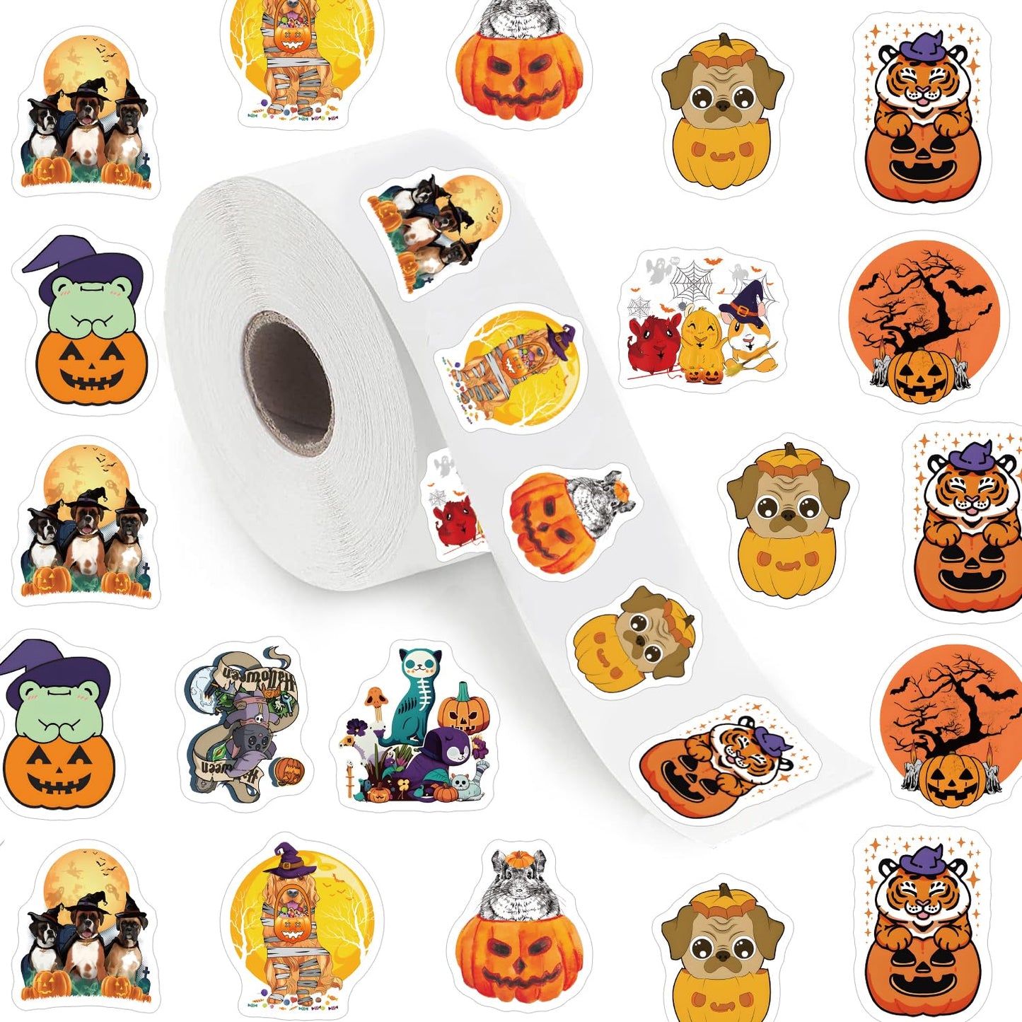 500 Pieces(10 Patterns)Halloween Pumpkin Stickers Cartoon Aesthetics Fashion Graffiti Adhesive For Kids Girls Boys Teens Adults