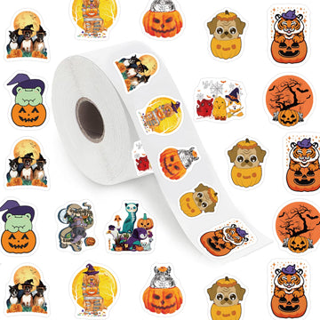500 Pieces(10 Patterns)Halloween Pumpkin Stickers Cartoon Aesthetics Fashion Graffiti Adhesive For Kids Girls Boys Teens Adults