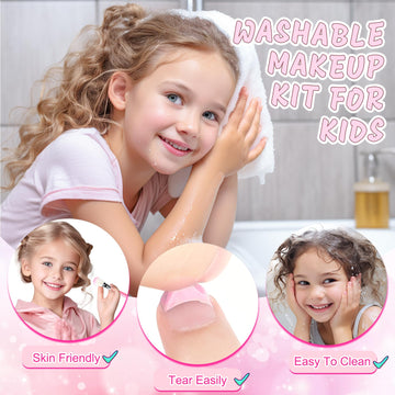 Kids Makeup Kit for Girls Toys, Kids Makeup Sets for Girls 5-8, Washable Real Makeup Kits for Little Girl Birthday Gifts Toys fo