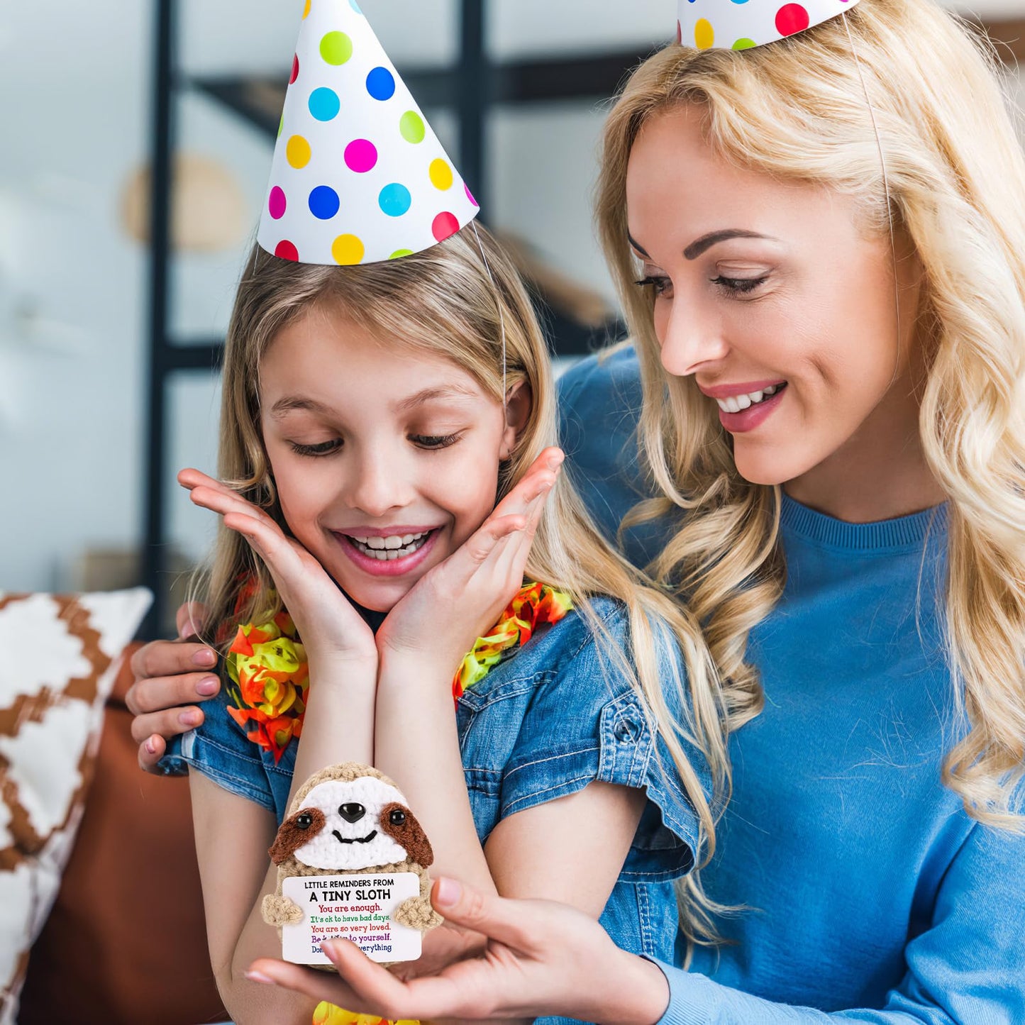 MBL Inspirational Gifts for Kids - Funny Crochet Sloth, Small, Brown, Perfect for Valentine's Day & Birthdays, Emotional Support Gift