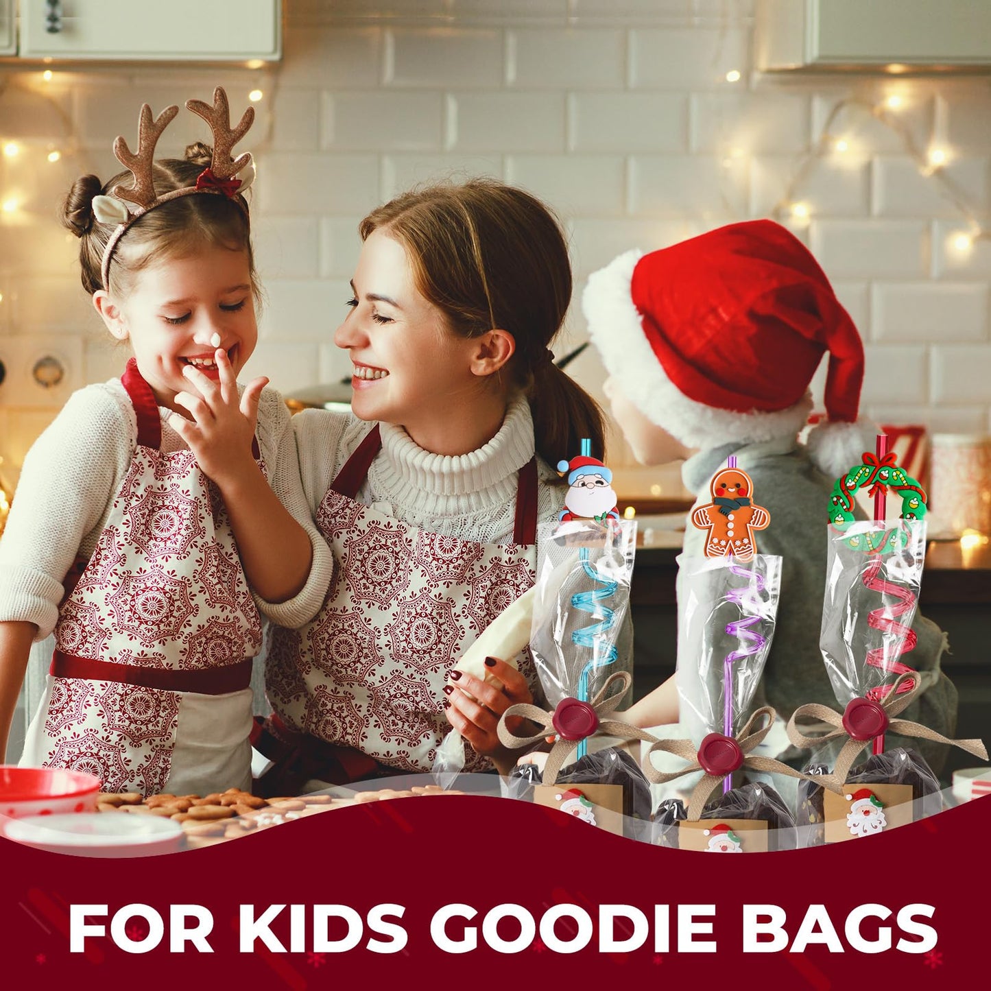Christmas Party Favors for Kids Bulk, Christmas Straws for Kids Plastic, Christmas Party Favors for Kids Goodie Bags, Christmas