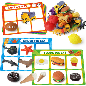 Coogam Sorting Toy For Toddlers, Animals Dinosaurs Fruits Vehicles Foods Fishes Balls Farm Playset, Fine Motor Montessori Game Preschool Educational Learning Gift For Year Old Kids