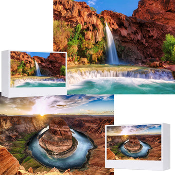 Jigsaw Puzzles For Adults, 2 Pack 1000 Pieces, Nature Landscape Mountain Scene National Park Travel Challenging Puzzle Perfect For Family Activity Game Nights Gifts(Horseshoe Bend &Havasu Falls)