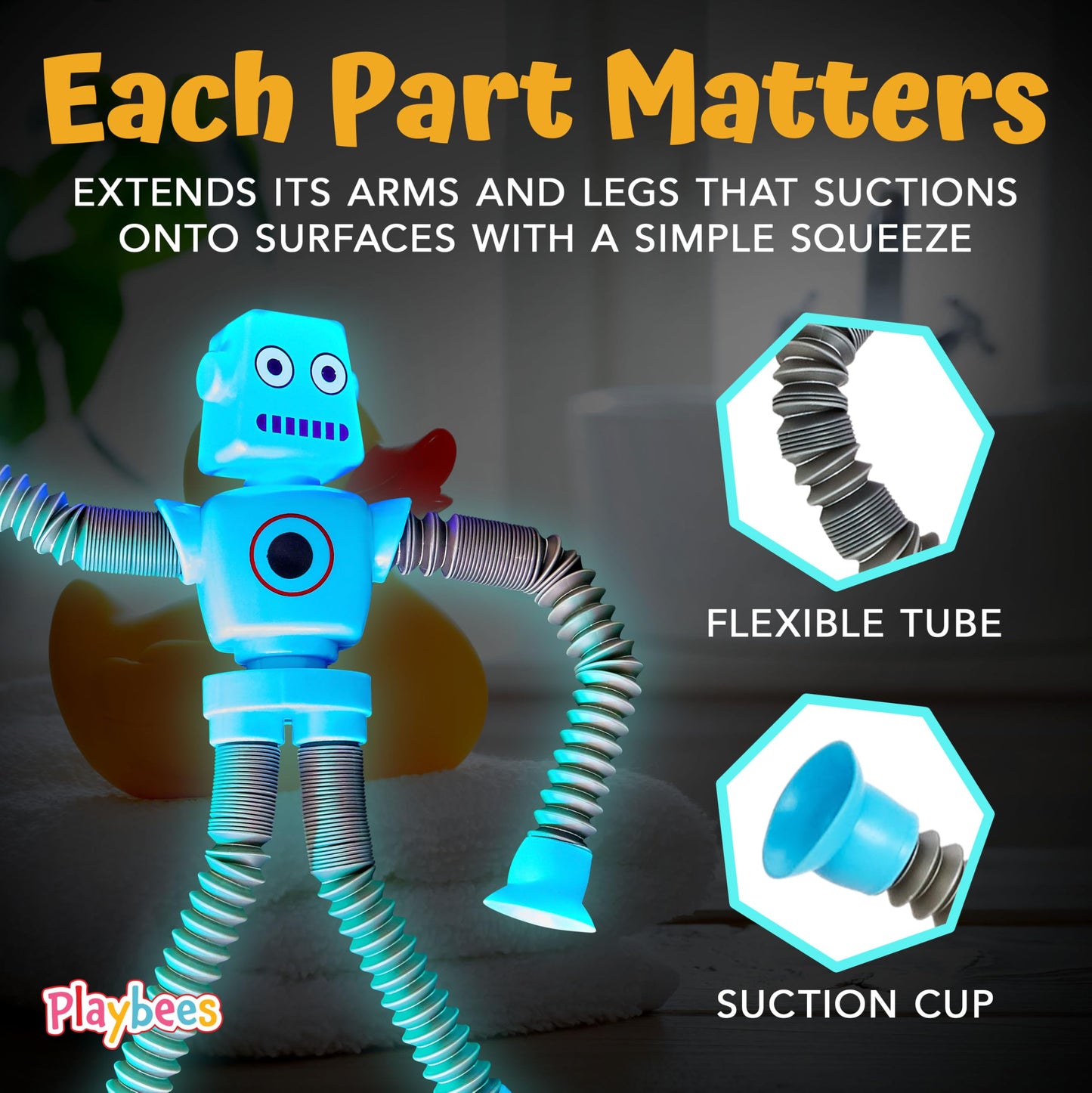 Led Telescopic Suction Cup Robot Toys 12Pack - Shape Changing Educational Fidget Toys, Sensory Toys Adhd Autistic, Stimulating C