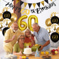 Jobkoo 60Th Birthday Decorations, Black Gold 60Th Birthday Party Decoration For Men Women Golden Black Birthday Balloons 60Th Ca