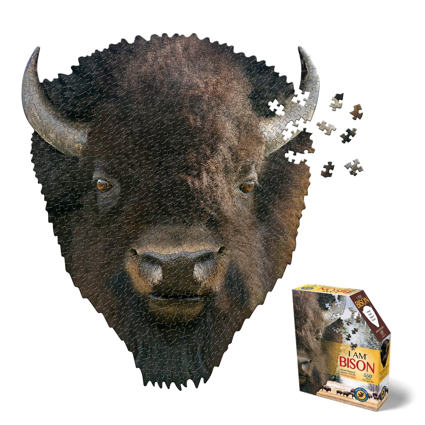 Herrschners Madd Capp I AM Bison 550-Piece Animal Shaped Jigsaw Puzzle - 30"H x 25"W - Multicolor - Engineered Wood