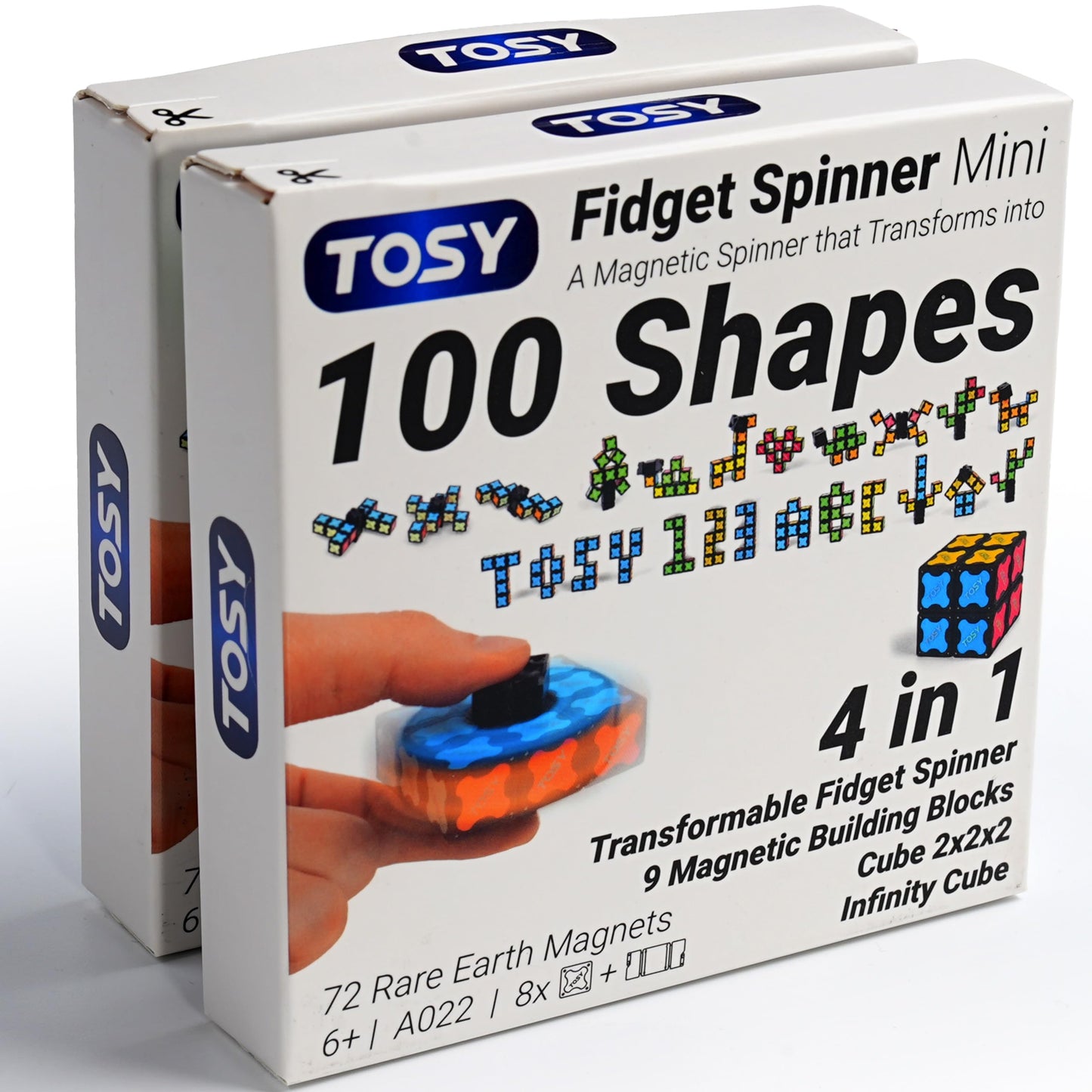 TOSY Magnet Fidget Spinner Mini - 8 blocks, 3 in 1 Toy: Transformable Fidget Spinner, Infinity Cube, 2x2 Puzzle Cube, Stress Rel