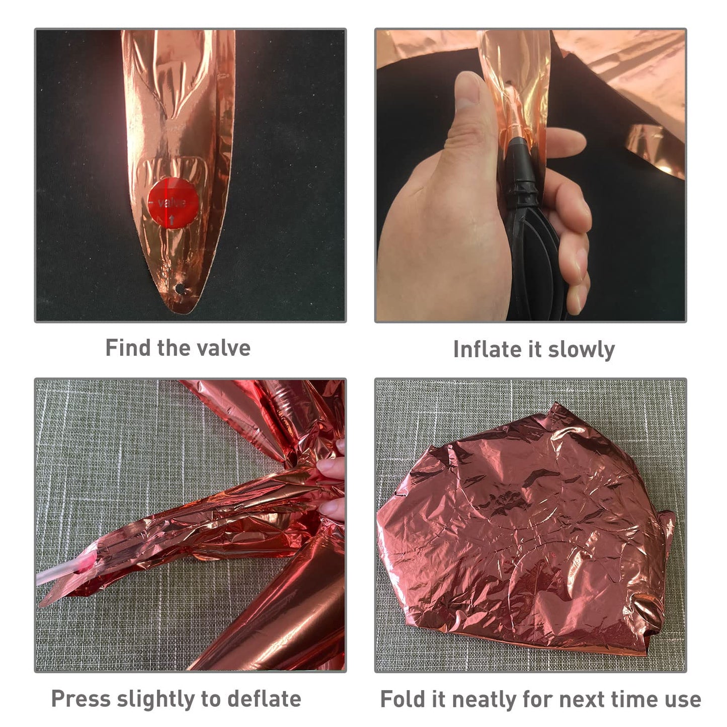 6 Pcs Rose Gold Star Foil Balloons One-Piece 14-Pointed Star Balloons 4D Starburst Cone Mylar Balloons 22Inch Christmas Birthday