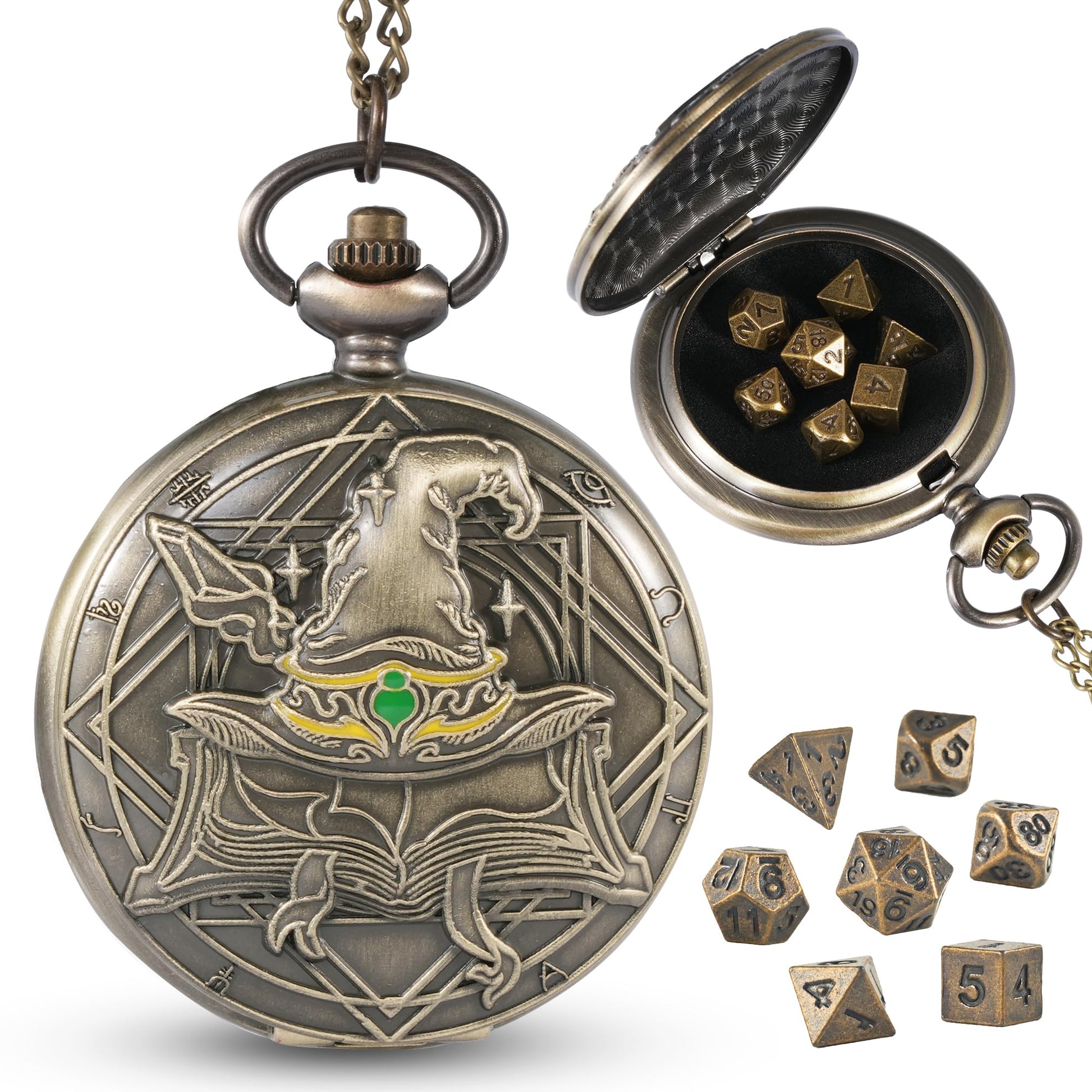 Banloga D&D Dice Set,7PCS Metal Dice for Dungeons and Dragons,Mini Dice Set with Pocket Watch Case,Role Playing Board Games Acce