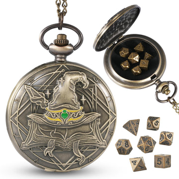 Banloga D&D Dice Set,7PCS Metal Dice for Dungeons and Dragons,Mini Dice Set with Pocket Watch Case,Role Playing Board Games Acce