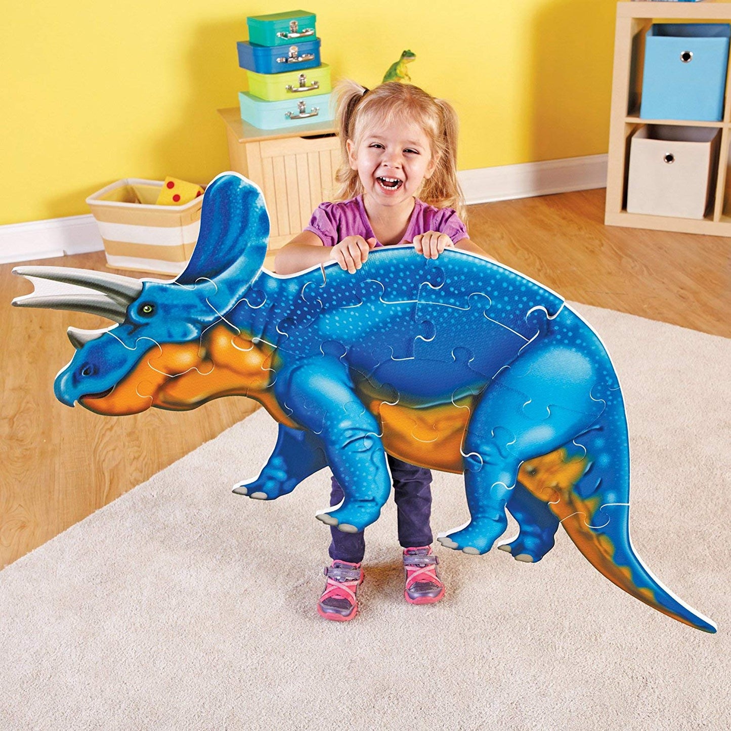 Learning Resources Jumbo Dinosaur Floor Puzzle - 20 Safe Foam Pieces, Ages 3+ Puzzles For Toddlers, Preschool Learning Puzzles,