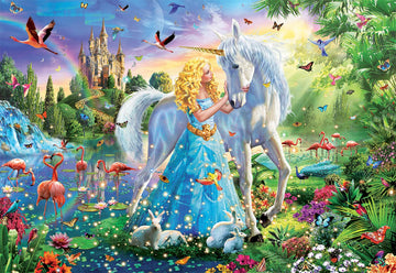 Educa - The Princess And The Unicorn - 1000 Piece Jigsaw Puzzle - Puzzle Glue Included - Completed Image Measures 26.8' X 18.9' - Ages 14+ (17654)