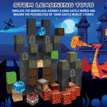 Annexfun Magnetic Blocks - Build Dark Castle Set - Montessori Toddler Christmas Birthday Gifts - Stem Sensory Toys For 3-10 Year Old Boys & Girls