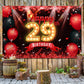 Happy 29th Birthday Banner Backdrop Red and Black 29 Years Old Background Bday Decorations for Women Men Photography Party Suppl