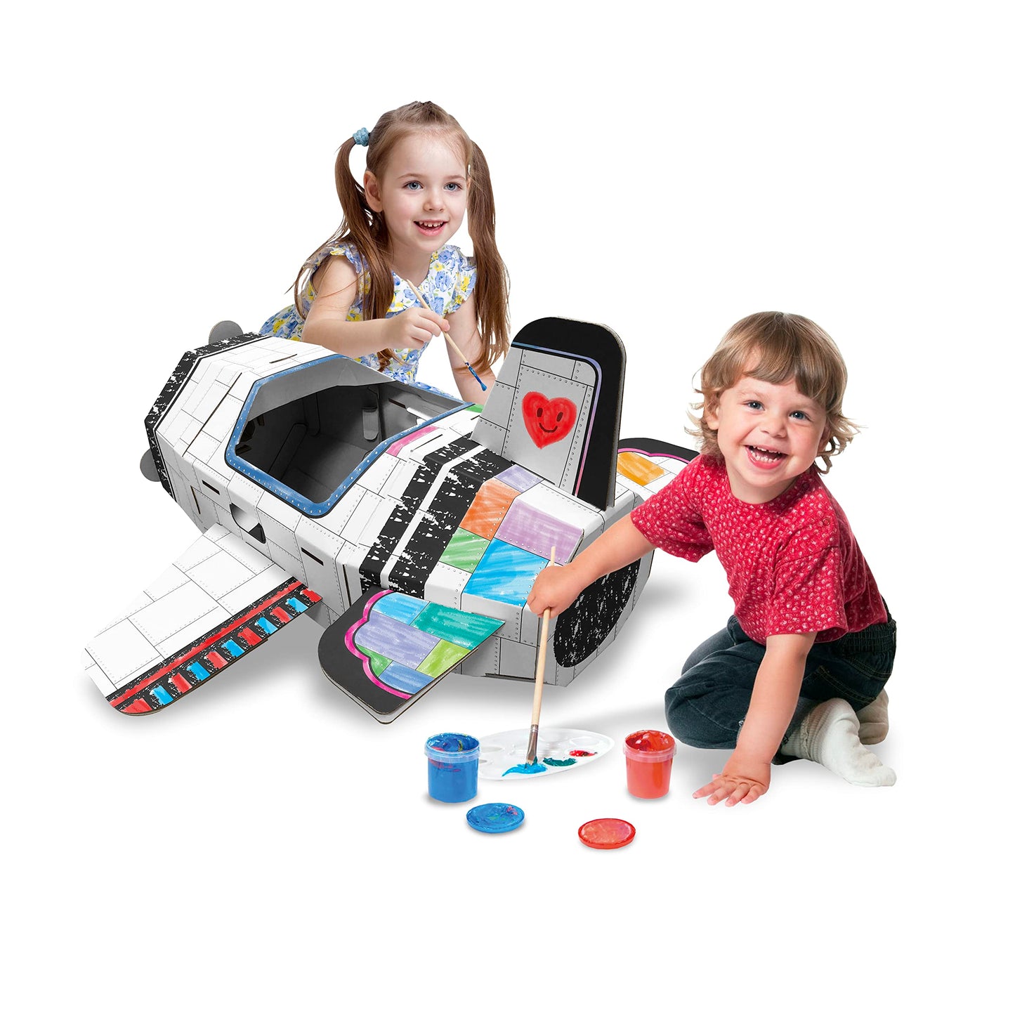 Adventure Awaits! Kids Cardboard Airplane Costume, Plane Toy, Or Playhouse - Color, Draw, And Customize - Great For Playtime Or Halloween