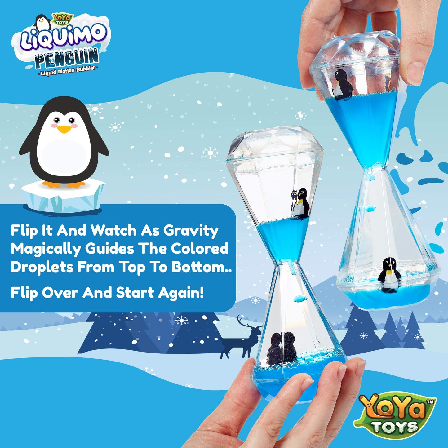 YoYa Toys Liquimo Penguin - Liquid Motion Bubbler for Kids and Adults - Penguin Theme - Satisfying Toys for Stress and Anxiety R