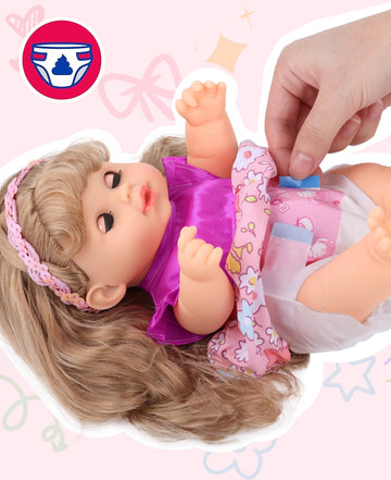 Gagaku Baby Doll With Hair, 12' Baby Doll For Girls 1 2 3 4 5 6 Years Old, Baby Doll For Toddlers Kids, Toy Baby Dolls With Accessories, Clothes Outfits Diapers Bottle