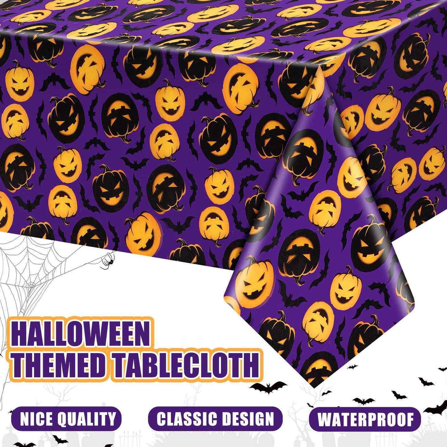 Newwiee 3 Pack Thanksgiving Tablecloths 108 x 54 Inch Fall Disposable Plastic Rectangle Table Cover Autumn Holiday Waterproof Ta