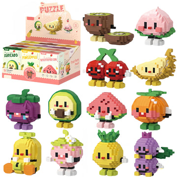 Timchess Micro Building Blocks Sets, 12 In 1 Cute Fruit Series For Kids Birthday Party Favors, Mini Building Block, Micro Buildi