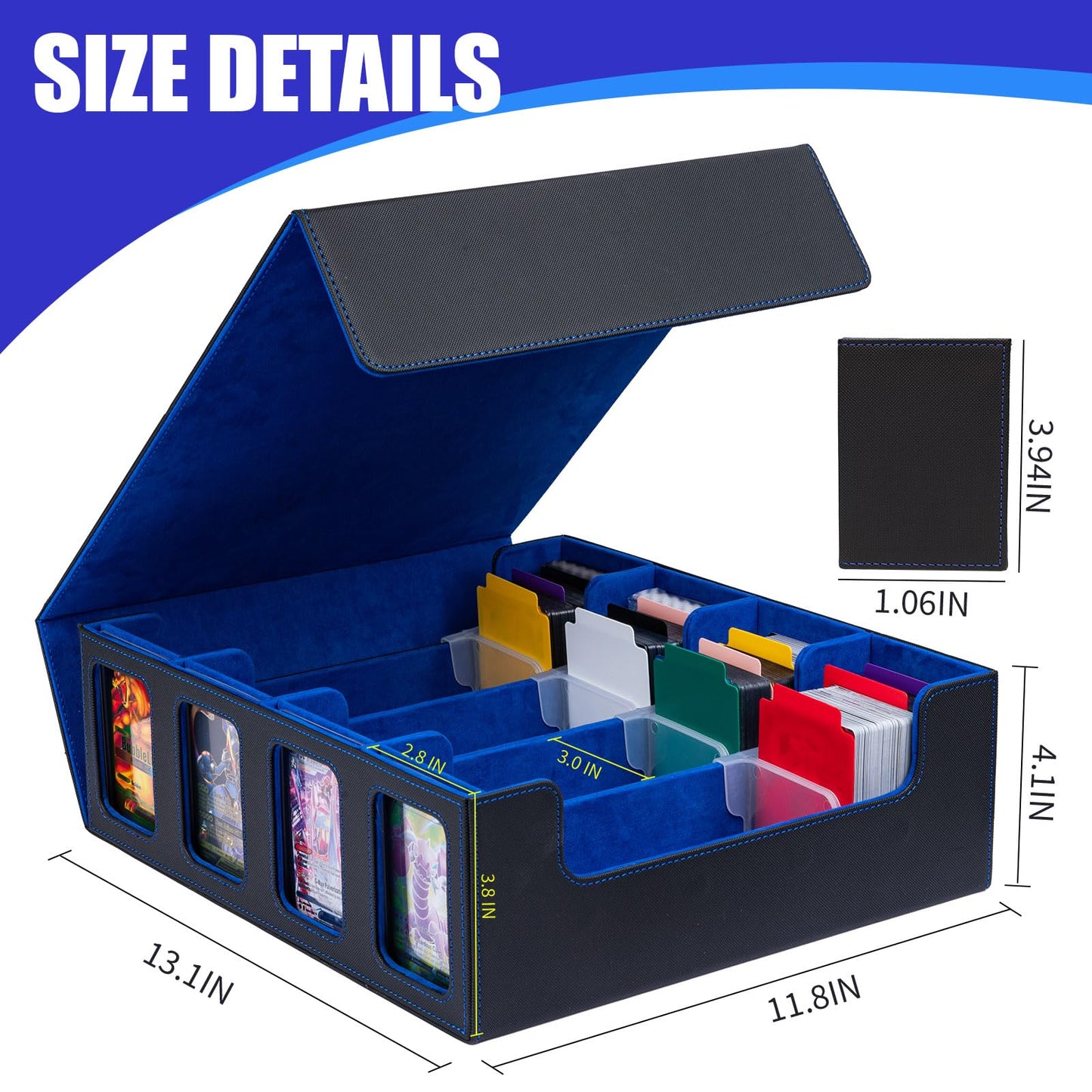 Tiff-K 3200+ Mtg Deck Box Commander,Deck Box Tcg Trading Card Storage Box With Window Dice Tray, Deck Box Mtg Storage Organizer