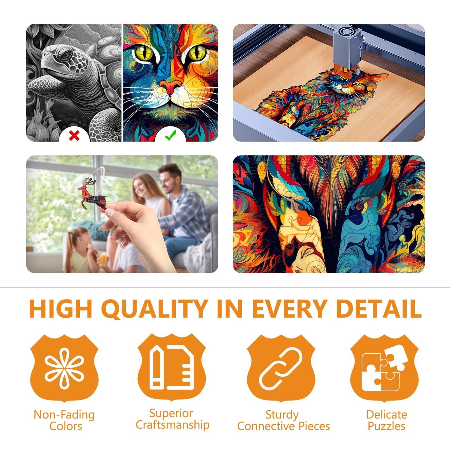 Wooden Puzzles for mature-themeds - Advanced Maine Cat Wooden Puzzle Unique Shape Puzzels Wooden Jigsaw Puzzles for mature-themeds  Wood Puzzles mature-themed  Cat Gifts for Cat Lovers  Family Puzzles 11.7 x 9.4in 190pcs