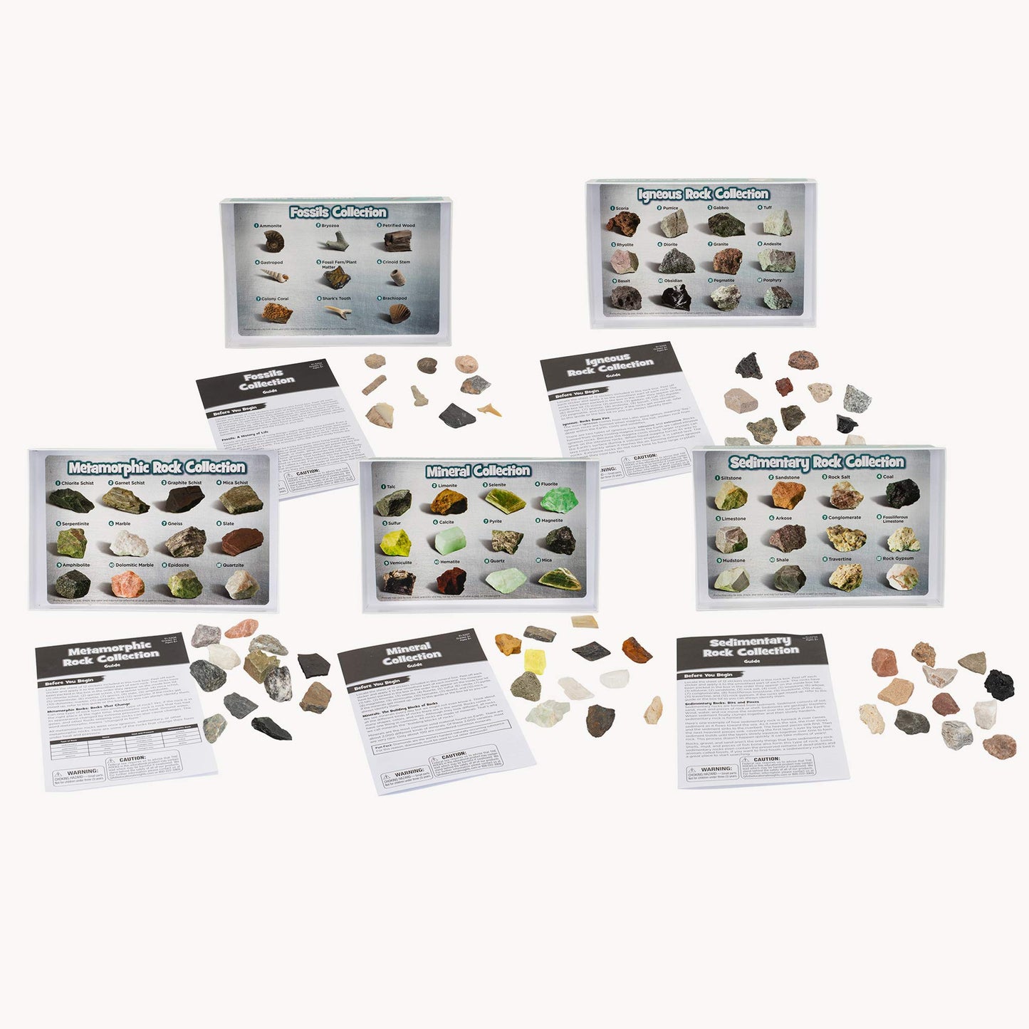 Educational Insights Complete Rock, Mineral, and Fossil Collection - 57 Pieces, Large, Multi, Model 5210, Ages 8+