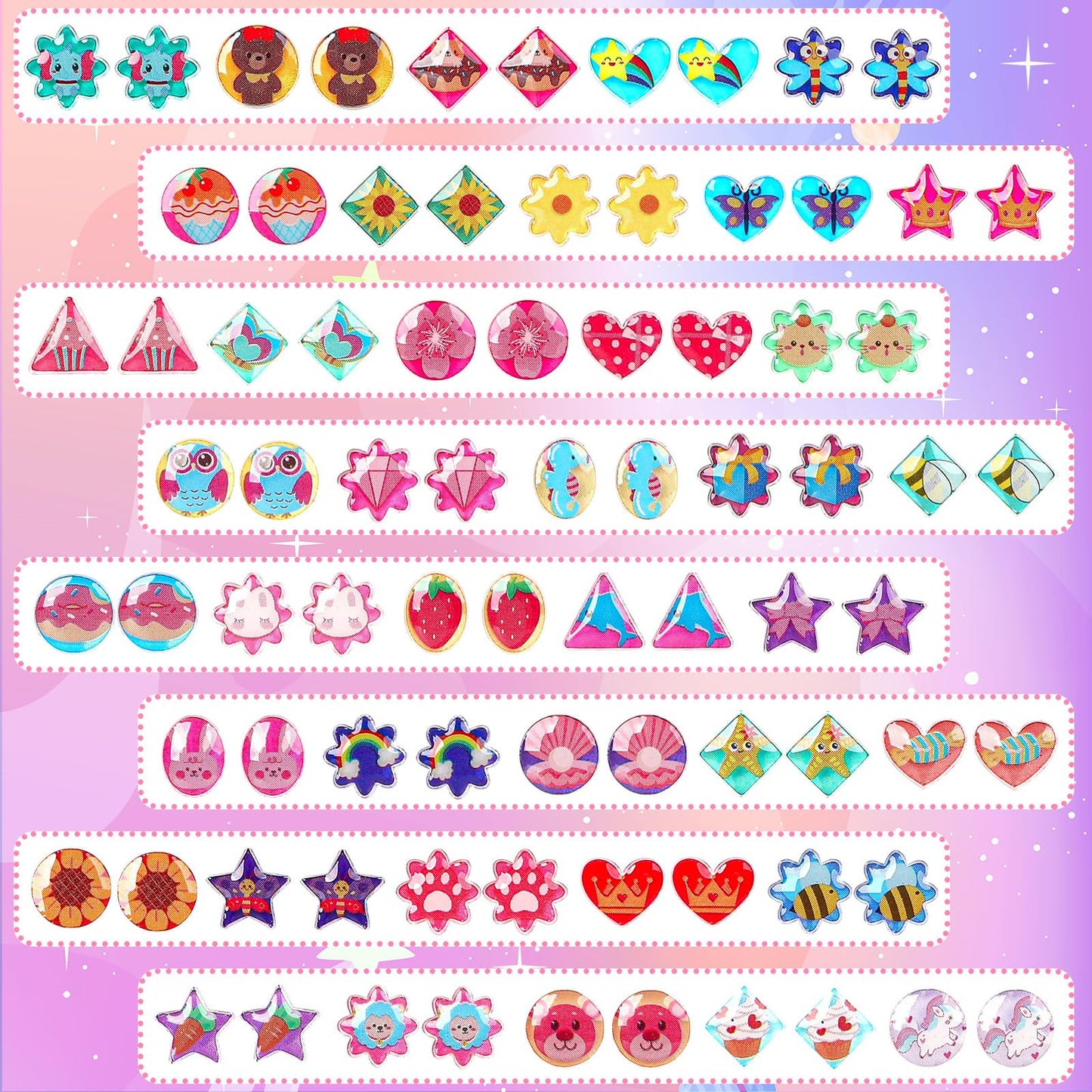 AUGSUN Sticker Earrings, 240 Pieces Stick on Earring for Girls Self-Adhesive Sticky Earrings 3D Glitter Craft Crystal Stickers
