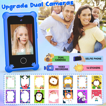 Kids Smart Phone for Boys Dinosaur Gifts for Boys 3-7 Years Old Touchscreen Toy Phone Music Player Camera Christmas Birthday Gif