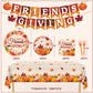 REDWORD Friendsgiving Plates, 98Pcs Friendsgiving Paper Plates-Serve 24 with Friends Giving Banner Fall Pumpkin Tablecloth Napki