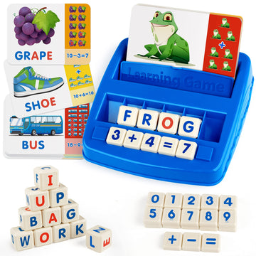 Coogam Matching Letter Game, Alphabet Spelling Reading Flash Cards, Math Number Words Puzzle Montessori Early Learning Educational Gift Toys For 3 4 5 Year Old Kids