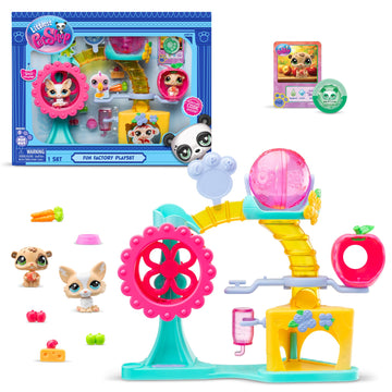 Littlest Pet Shop, Fun Factory Play Set - Gen 7, Pets #69 & #68, Authentic Lps Bobble Head Figure, Collectible Imagination Toy Animal, Kidults, Girls, Boys, Kids, Tweens Ages 4+