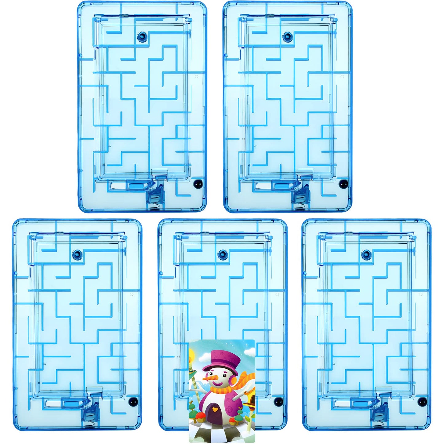 Skylety 5 Pcs Money Puzzle Box Gift Card Box Plastic Puzzle Card Holder Fun Maze Intellectual Pinball Machine Game for Teens and mature-themeds Birthday Party Favors(Blue)