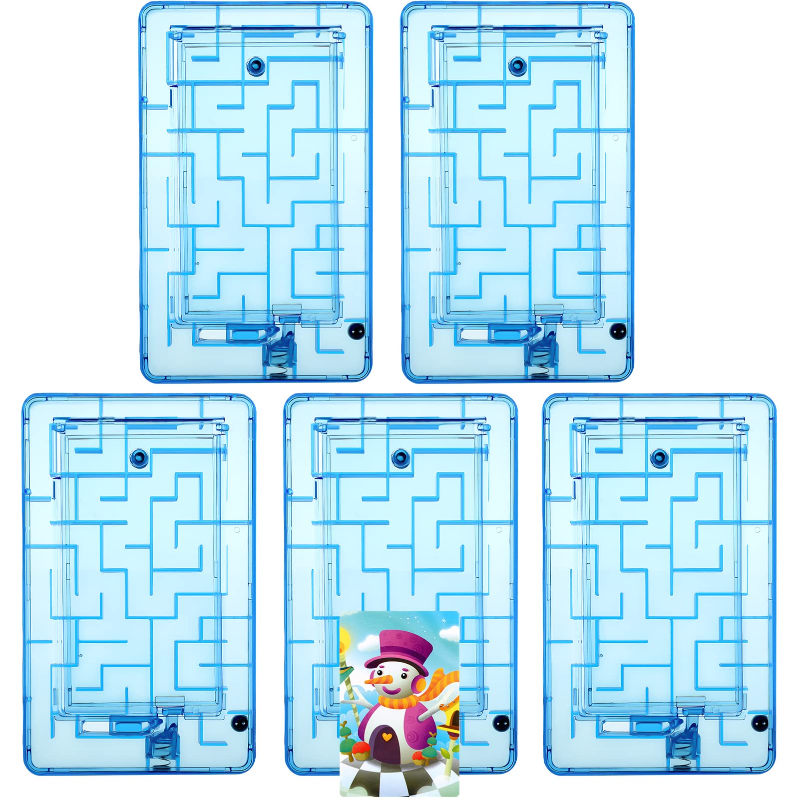 Skylety 5 Pcs Money Puzzle Box Gift Card Box Plastic Puzzle Card Holder Fun Maze Intellectual Pinball Machine Game for Teens and mature-themeds Birthday Party Favors(Blue)
