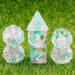 Resin DND Dice Set,Pink Cyan Flower Transparent D&D Dice Filled with Glass Bead Flake Polyhedral Dice for Dungeons and Dragons D