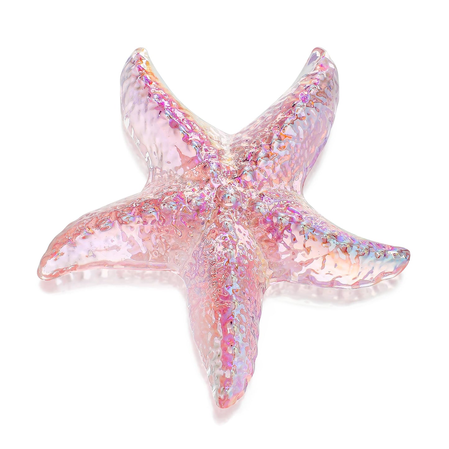 H&D HYALINE & DORA 2.8 Glass Starfish Figurine Handmade Blown Glass Starfish Figurine Tiny Glass Sea Animals Ornament for Aquarium Decor(Pink)