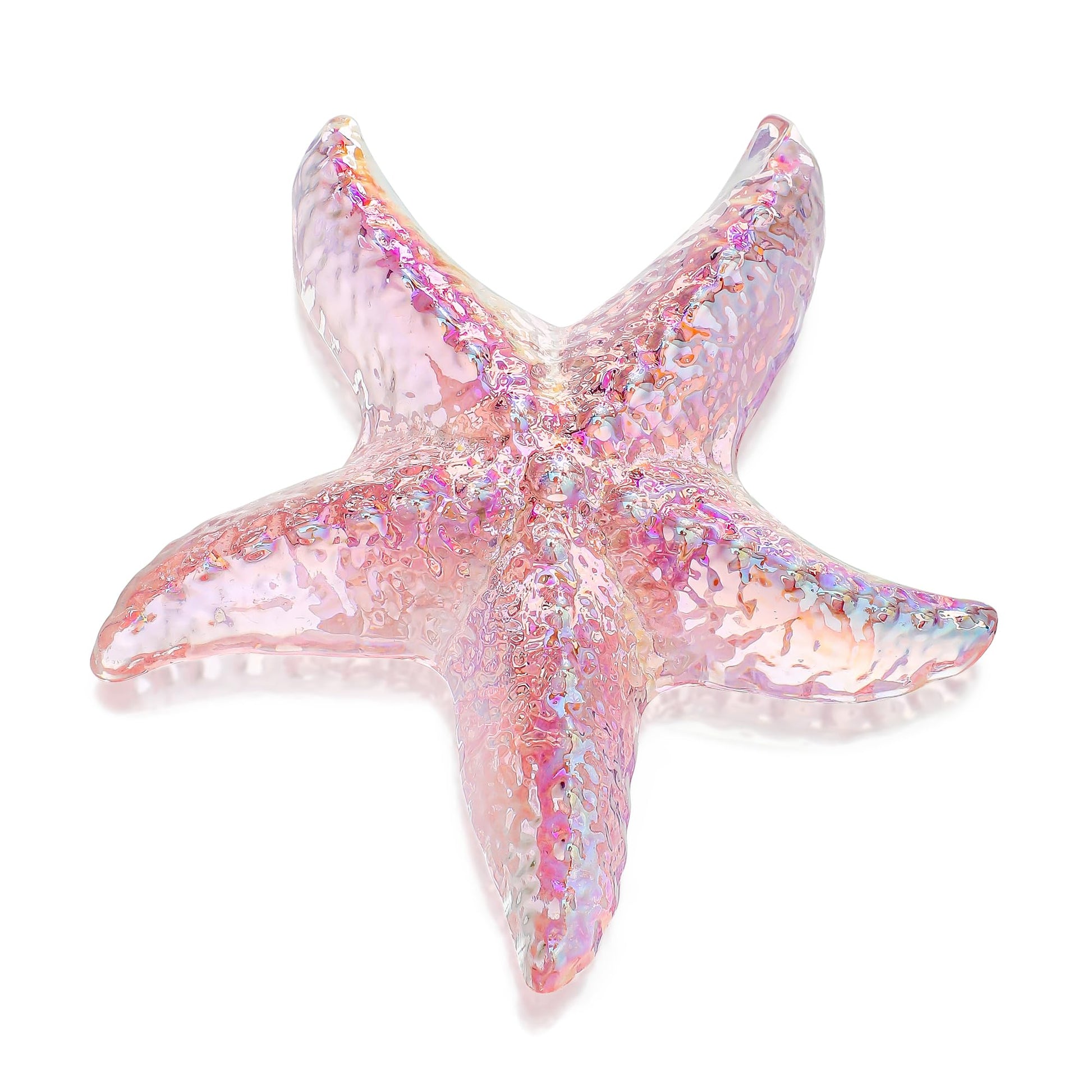 H&D HYALINE & DORA 2.8 Glass Starfish Figurine Handmade Blown Glass Starfish Figurine Tiny Glass Sea Animals Ornament for Aquarium Decor(Pink)