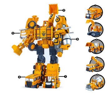 5 Pack Transtruck Transforms To Tractor And Robot Action Figures Combine Into 1 Giant Robot - Holiday, Birthday Gift Tractors Ro