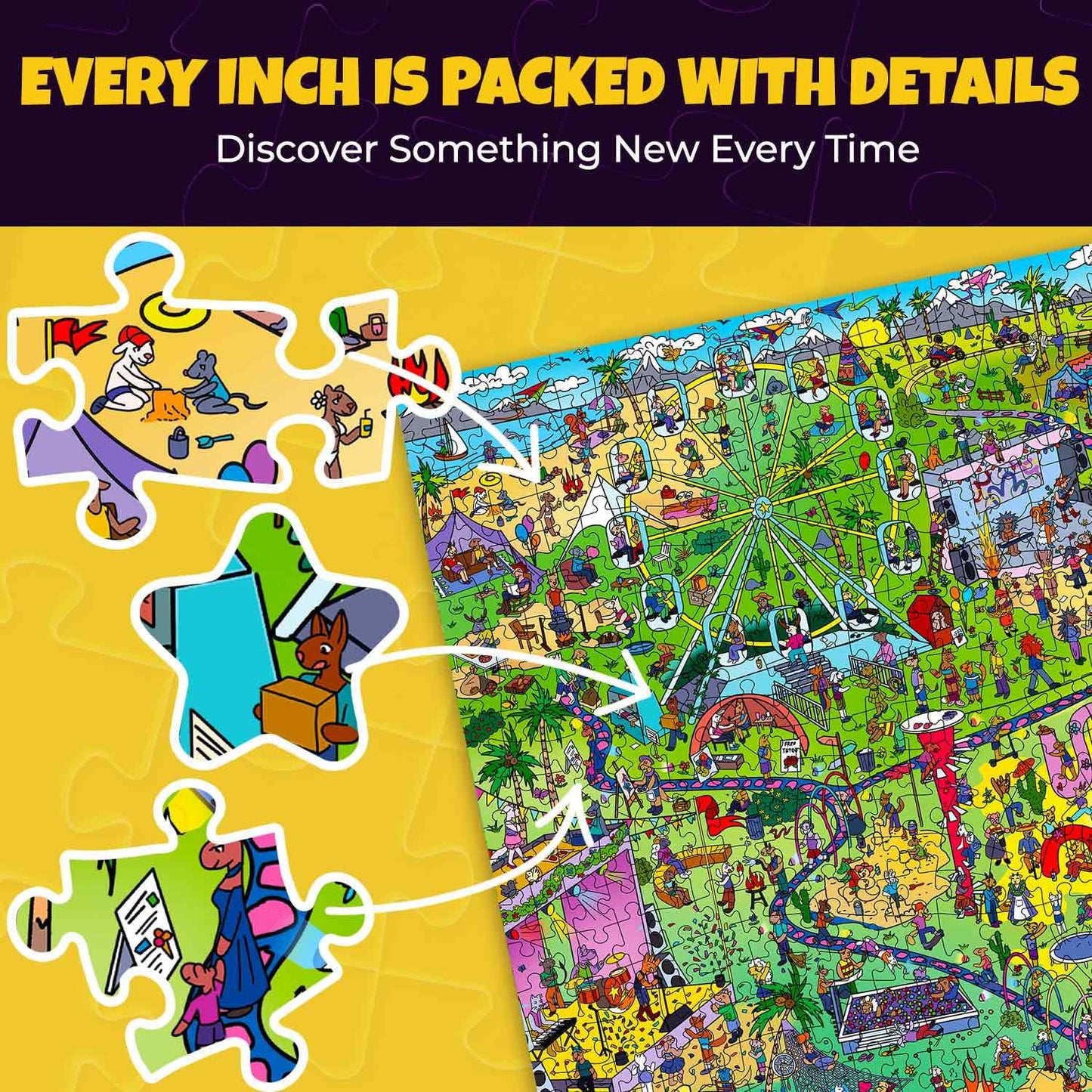 QUOKKA 1000 Piece Puzzle for mature-themeds and Teens - Animal Bash mature-themed Jigsaw Puzzles with Hidden Secrets & Audio Story - Detailed Visual Puzzle Game for Focus & Relaxation with Twist - FSC Certified Gift