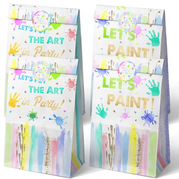 Outego 24 Art Birthday Party Favor Bags Painting Goodie Bags Rainbow Pastel Colorful Paint Party Favors For Kids Painting Birthday Party Decoration