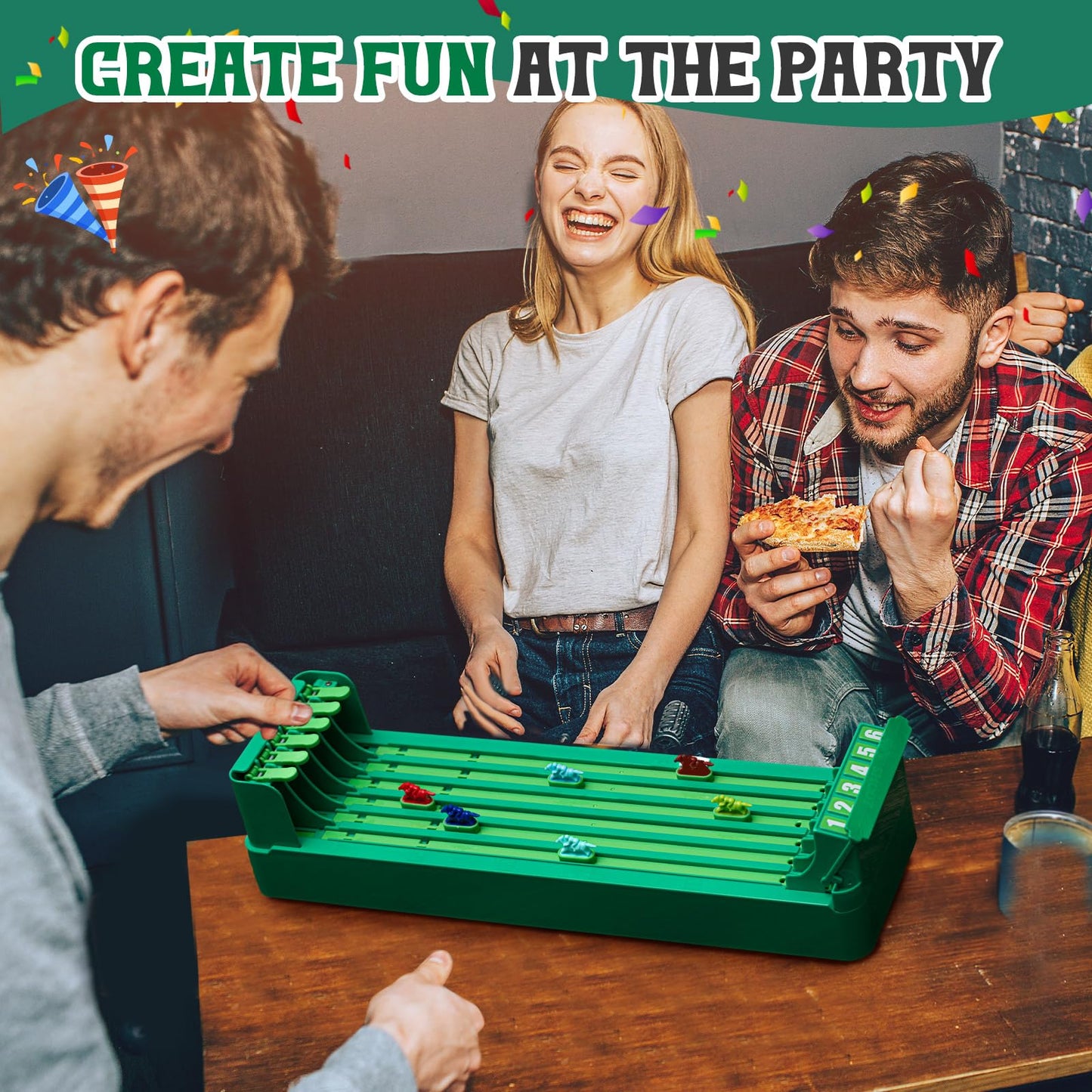 Foilswirl Electric Horse Racing Board Game Mini Portable 6-Horse Racing Table Desktop Derby Game for mature-themed Family Party Entertainment